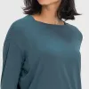 Lu-2024 Nuovo top a maniche lunghe allentato vestito da yoga da donna sportivo top allenamento fitness camicia hip avvolgente felpa lunga nuda traspirante autunno inverno camicia