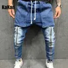 Mäns jeans kakan - Nya casual sport stora fickbyxor mager jeans för män grå mörkblå långa jeans K39-1516K166 T231123