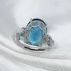 Cluster Rings Naturel Londres Bleu Topa Pierre Gemme Mode Dames Bague Véritable Pendentif En Argent Sterling 925 Avec Fine Jewelry Luxury