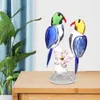 Garden Decorations Crystal Parrot Statue Bird Figurine Sculpture Animal Model Colorful Ornament for Living Room Desktop Bedroom Decor Collectable 230422