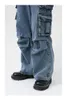 Jeans pour hommes Mode pour hommes Hip Hop Cargo avec plusieurs poches Coupe ample Style Y2K Pantalon en denim Pantalon de cow-boy Bleu délavé
