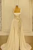 Mermaid Wedding Dresses Arabic Dubai Plus Size Beading Lace Appliques Crystal Pearls Illusion Side Split Overskirts Long Bridal Gowns