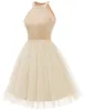 Krótkie sukienki z domu cekiny Calter Tiul A-Line imprezy suknie księżniczki urodziny mini gabinety koktajlowe sukienki koktajlowe 04