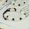 Bracelet en marbre blanc naturel pour femme, fil de Jade tissé à la main, bijoux de Style ethnique Simple, cadeau rétro pour homme