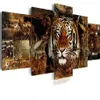 Vends sans cadre 5 pièces toile impression moderne mode mur Art les animaux africains tigre pour la décoration de la maison 2498