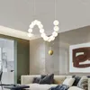 الثريات الحديثة قلادة مصباح أبيض لؤلؤة غرفة المعيشة