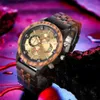 Наручные часы Мужские деревянные наручные часы для мужчин Хронограф Модные наручные часы Деловые синие деревянные мужские часы Часы reloj madera hombreQ231123