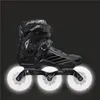 Patins à roulettes en ligne Ptines de patinage sur route de rue avec roues brillantes LED de 110 mm pour jeunes garçons et filles, baskets de vitesse NOIR BLANC 3X110 231122