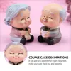 Dinnerware Sets 2pcs Resin Elderly Couples Anniversary Wedding Cake Topper Figurines Old Decoration Ornament Landscape