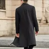 Мужская смесь шерсти, корейский тренд, мужское свободное повседневное однобортное пальто, осенне-зимнее модное шерстяное длинное пальто с длинным рукавом 231122