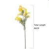 Dekorativa blommor 86 cm 3 gafflar konstgjorda acacia gul mimosa plysch pudica spray körsbär falsk siden blommor bröllop fest dekor röd böna