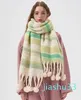 Scarf Korean Winter Simple Thickening Checked Striped Hanging A Serving Scarf Tassel Women's Plush Collar Shawl