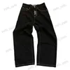 Мужские джинсы Y2K Хип-хоп Джинсы с готическим узором и принтом Американский ретро Хай-стрит Мужчины Женщины Мешковатые широкие джинсовые брюки большого размера Джинсы с напуском T231123