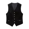 Damesvesten YENKYE High Street Dames Zwart Mouwloos V-hals Patchwork Fluwelen Vest Chique Tops