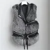 Женские осенние пальто и куртки из искусственной кожи с мехом, женские элегантные пушистые куртки высокого качества, жилет с пряжкой, короткое пальто, роскошная верхняя одежда 231122