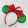 Hair Accessories Chirstmas Bow Headband Sequin Big Bows Headwear Mouse Ear Hairband Hoop Drop Delivery Baby Kids Maternity Otpva