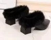 Slippers High Beauty Fur Slippers voor dames Half Sleepboot Rabbit Hair Herfst en winter Luie schoenen Mid Heel Muller Schoenen voor uitgaan 231123