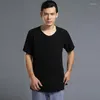 Mäns casual skjortor 2023 Summer Style Chinese Vintage Men t-shirt V-ringning Kort ärm linnetoppar för plusstorlekskläder 5xl