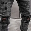 Herrenjeans Kakan – Europäische und amerikanische neue hochwertige Herren-Jeans mit abgenutzten Daunenfüßen, elastische Jeans in schwarzer Waschung, enge Jeans K40-L0005 T231123