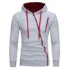 Erkek Hoodie Hoodie Diagonal Fermuarı Tasarım Düz Renk Uzun Kollu Spor Giyim Sıradan Günlük Sokak Makyajı Siyah Beyaz