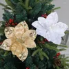 Dekorative Blumen Pailletten Weihnachtsblume Gold Künstliche Pflanze Weihnachtsbaum Hängender Anhänger DIY Girlande Zubehör Jahresdekoration