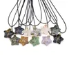 Hanger kettingen natuursteen vijfpuntige sterrenvorm agataten rozenkwarts ketting voor vrouwen en mannen prachtige sieraden cadeau 38x30x12mm