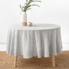 Bord trasa 100 Pure Linen Solid Color Round Cover Natural Fabric Tabelduk för kök Matsal Fest Holiday Tablettdekor 231122