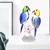 Garden Decorations Crystal Parrot Statue Bird Figurine Sculpture Animal Model Colorful Ornament for Living Room Desktop Bedroom Decor Collectable 230422