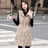 Womens Vests Autumn and Winter Long Cotton Tank Top Fashion Jacket Korean Hooded Sleeveless Coat Ultra Thin Thermal 231122