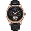 Lige Men's Automatic Mechanical Watch Real Belt Waterproof Multi-Function Sports Tourbillon Watch