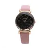 Armbandsur Starry Sky Women Watches Fashion Rhinestone Female Leather Quartz Wrist Watch Polygonal Dial Design Ladies Montre Femme