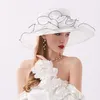 Bayan Zarif Kilise Şapkalar Bayanlar Düğün Düğün Organza Şapkası Kentucky Derby Meatwear Geniş Keskili Kova Kapağı Siyah Sarı Bej Kırmızı Mor Beyaz 20 Renk