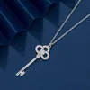 Designer Brand Tiffays Key Necklace Gold Plated 18 K Inlaid Diamond Heart Crown Full Pendant Collar Chain