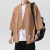 Ethnic Clothing 2023 Summer Chinese Style Linen Jacket Hanfu Men Costume Suit Loose Cotton Retro Kimono Cardigan Robe Male 30707