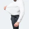 Chemises habillées pour hommes de qualité supérieure de luxe mince boutonné extensible soyeux chemise décontractée à manches longues confortable coupe standard sans rides