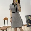 Casual Dresses Sandro Zip-Up Stretch Knitted Slim fit Contrasting colors polo collar Dress