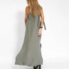 Lässige Kleider Frühling Tie-Up Bogen Rückenfreie Träger Langes Kleid Frauen Solide Baumwolle Split Boho Party Sommer Skew Kragen Hohle Dame Maxi