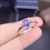 Klusterringar fina smycken 925 sterling silver inset med naturlig ädelsten lyxig vatten droppe damer tanzanite ol stil ring support de