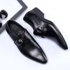 Monk de couro Paet Strap Oxford for Men Wedding Business Sapatos formais de vestido masculino preto marrom 231122