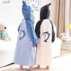 Towels Robes Children's Pajamas Boys Autumn And Winter Robes Coral Fleece Baby Thickened Bathrobes Little Girl Cartoon Flannel Home ClothesL231123