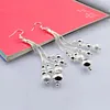 Dangle Oorbellen Elegante Mode 925 Sterling Zilver Multilayer Ball Drop Vrouwen Lange Kwast Hangende Sieraden Gift