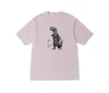 T-shirts pour hommes 23SS Big FLA Pigment de viande teint petit dinosaure T-shirt à manches courtes pur coton été hommes et femmes