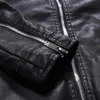 Jaquetas masculinas na moda jaqueta de couro homens gola manga longa zíper bolso moda casaco rua motocicleta roupas quentes masculino venda