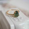 Cluster ringen klassiek zilveren ingelegde ovaal vier-hoekige geometrische ellips Emerald Ring dames verstelbare eenvoudige charme elegante avond