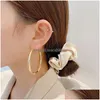 Hoop Huggie Gold Sier Color Big Earrings Thick Twist Circle Piercing For Women Female Statement Jewelry Gifts Drop Delivery Dhuvg