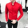 Men's Casual Shirts 4XL 5XL Autumn Solid Long Sleeve Dress Shirt Men Clothing Simple Slim Fit V-Neck Formal Wear Office Blouse Homme