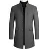 Men's Wool Blends Autumn Winter Oversized Woolen Blend Coat Male Long Windbreaker Jacket Cotton Thick Warm Men Gray Jacket Mens Overcoat 3xl 4xl 231122