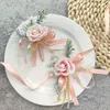 Other Fashion Accessories Boutonniere Wedding Corsage Bracelet Bridesmaid Accessories Pearl Fake Silk Flowers Roses Marriage Corsage Suit Buttonhol J230422