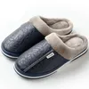 Slippers Men's slippers Home Winter Indoor Warm Shoes Thick Bottom Plush Waterproof Leather House slippers man Cotton shoes 231122