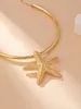 Correntes douradas estrela do mar gargantilha colar para mulher festa jóias